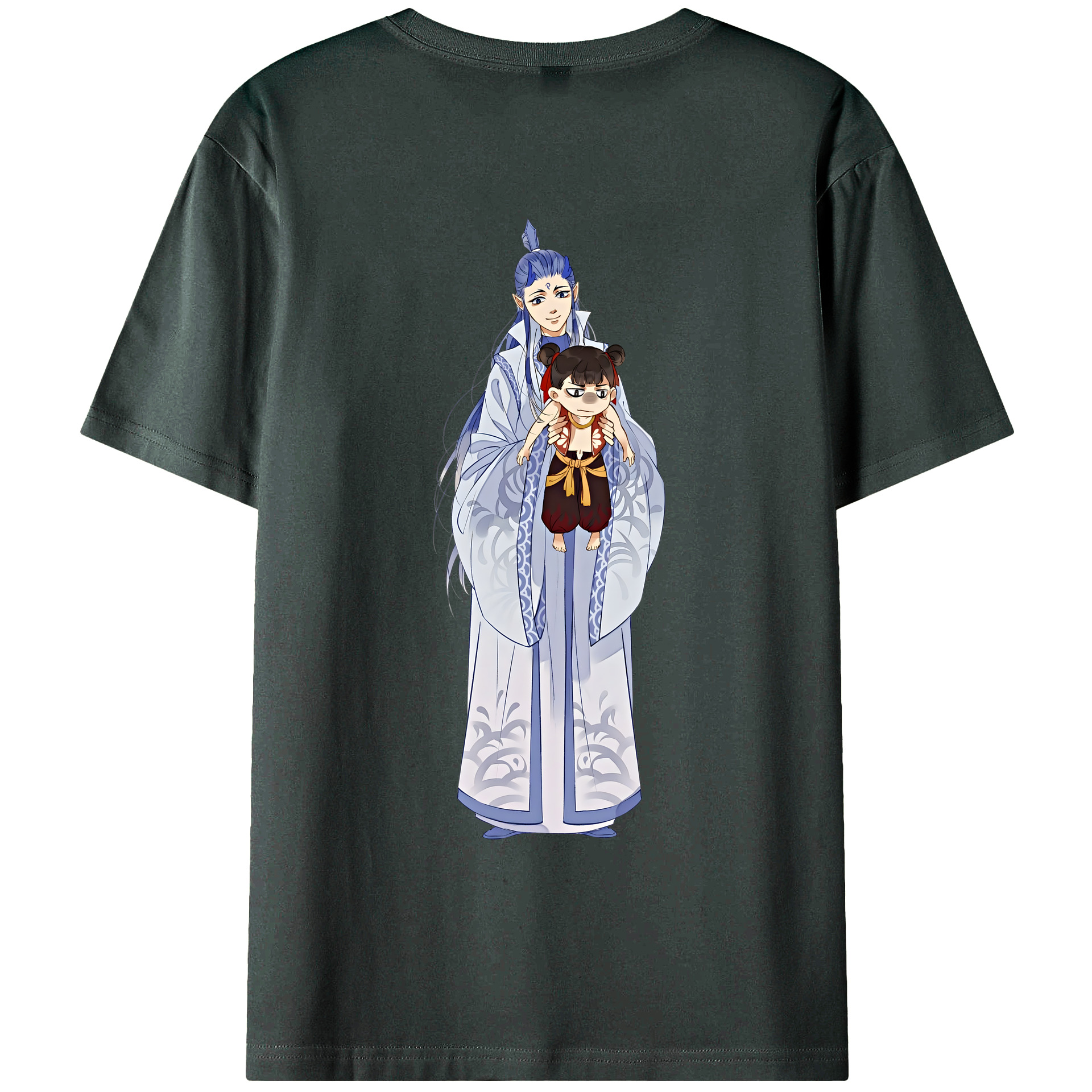 （画像用） Ne Zha 2 ナタ 魔童の大暴れ 綿100％ メンズ半袖Tシャツ（バックプリント） 通気性
